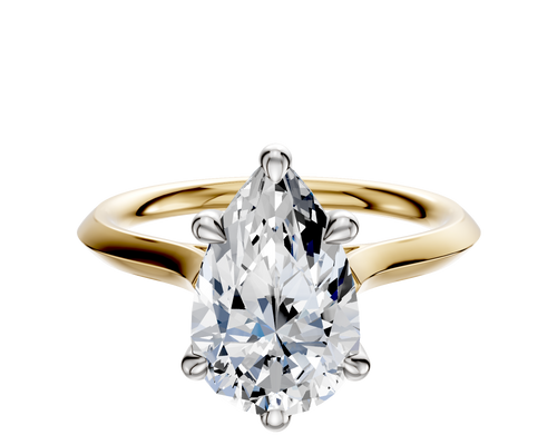 14K Two Tone 6 Prong Basket Cathedral Knife Edge 2.0mm Engagement Ring