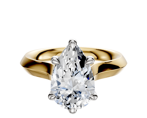 14K Two Tone 6 Prong Basket Cathedral Knife Edge 3.0mm Engagement Ring