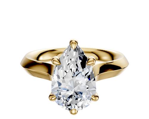 18K Yellow Gold 6 Prong Basket Cathedral Knife Edge 3.0mm Engagement Ring