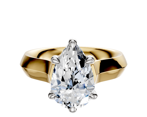 14K Two Tone 6 Prong Basket Cathedral Knife Edge 4.0mm Engagement Ring