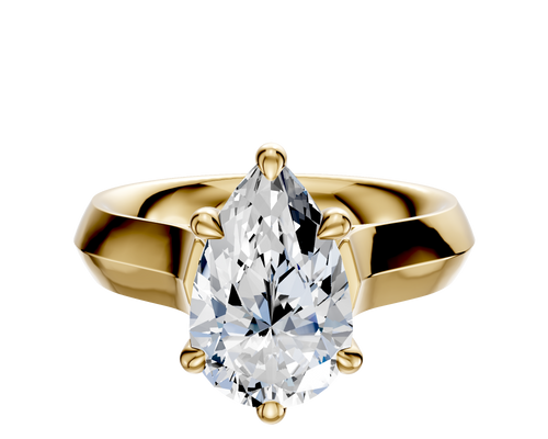 14K Yellow Gold 6 Prong Basket Cathedral Knife Edge 4.0mm Engagement Ring