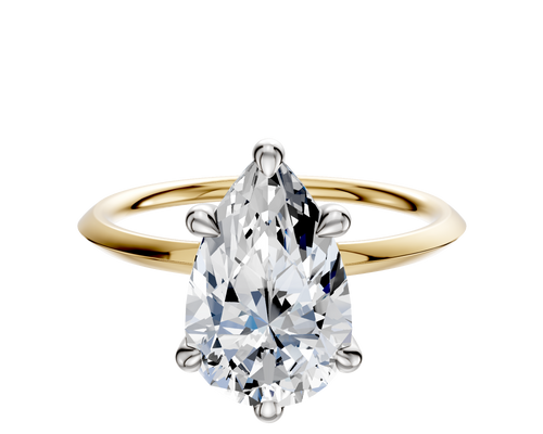 18K Two Tone 6 Prong Basket Classic Knife Edge 1.5mm Engagement Ring