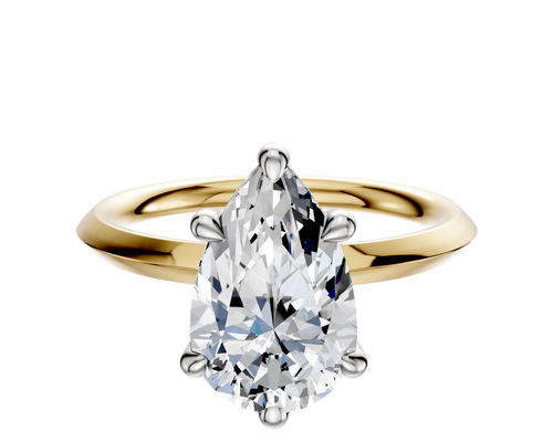18K Two Tone 6 Prong Basket Classic Knife Edge 2.0mm Engagement Ring