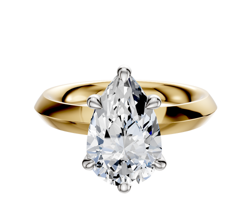 14K Two Tone 6 Prong Basket Classic Knife Edge 3.0mm Engagement Ring