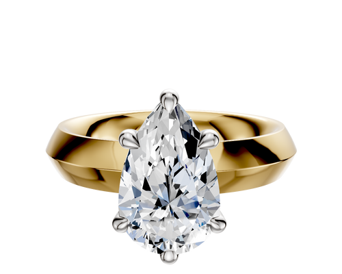 14K Two Tone 6 Prong Basket Classic Knife Edge 4.0mm Engagement Ring