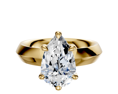 14K Yellow Gold 6 Prong Basket Classic Knife Edge 4.0mm Engagement Ring