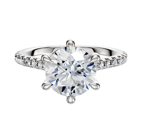 Platinum 6 Prong Basket Cathedral Dome 1-Row-Pave 2.5mm Engagement Ring