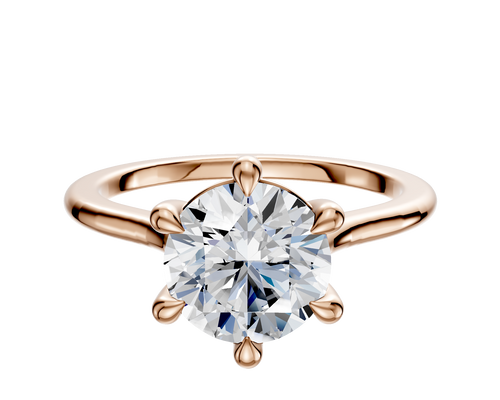 18K Rose Gold 6 Prong Basket Cathedral Dome 1.5mm Engagement Ring