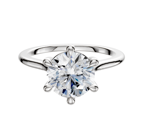 14K White Gold 6 Prong Basket Cathedral Dome 1.5mm Engagement Ring