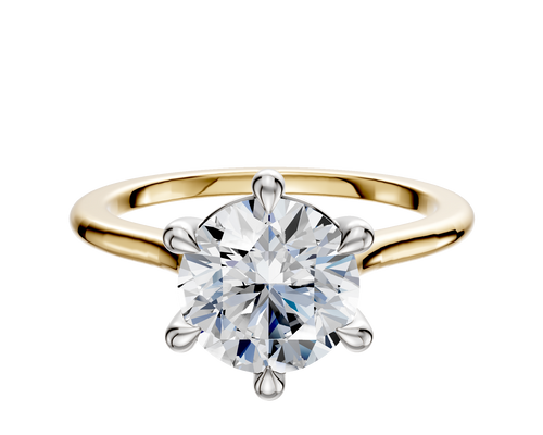 14K Two Tone 6 Prong Basket Cathedral Dome 1.5mm Engagement Ring