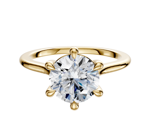 14K Yellow Gold 6 Prong Basket Cathedral Dome 1.5mm Engagement Ring