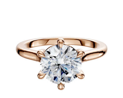 18K Rose Gold 6 Prong Basket Cathedral Dome 2.0mm Engagement Ring