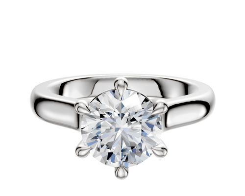 14K White Gold 6 Prong Basket Cathedral Dome 3.0mm Engagement Ring