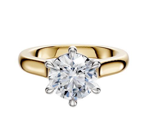 14K Two Tone 6 Prong Basket Cathedral Dome 3.0mm Engagement Ring