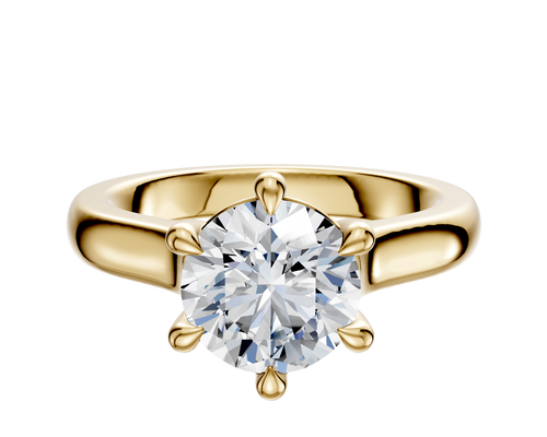 18K Yellow Gold 6 Prong Basket Cathedral Dome 3.0mm Engagement Ring