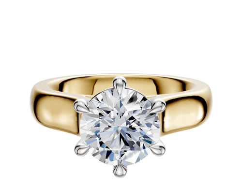 14K Two Tone 6 Prong Basket Cathedral Dome 4.0mm Engagement Ring
