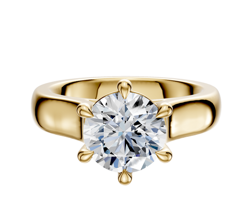 14K Yellow Gold 6 Prong Basket Cathedral Dome 4.0mm Engagement Ring