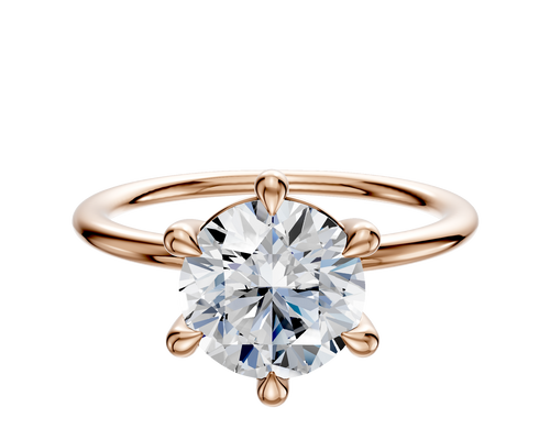 18K Rose Gold 6 Prong Basket Classic Dome 1.5mm Engagement Ring
