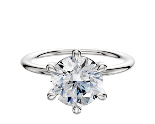 14K White Gold 6 Prong Basket Classic Dome 1.5mm Engagement Ring