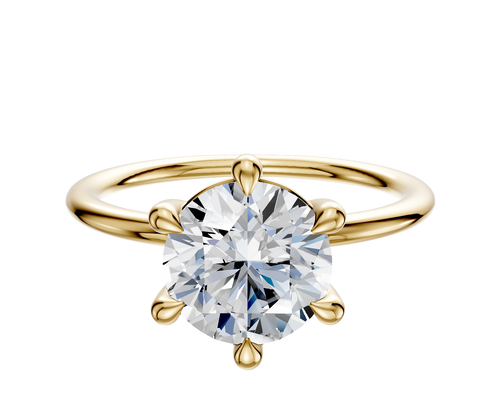 14K Yellow Gold 6 Prong Basket Classic Dome 1.5mm Engagement Ring