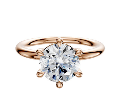 18K Rose Gold 6 Prong Basket Classic Dome 2.0mm Engagement Ring