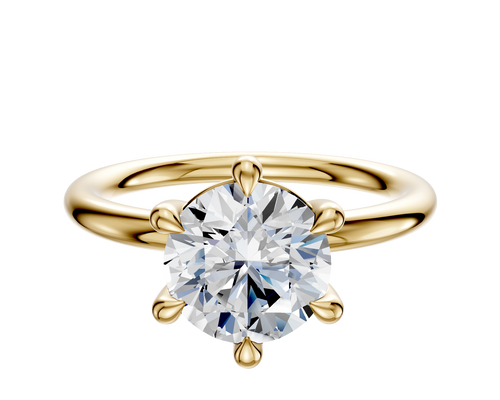 14K Yellow Gold 6 Prong Basket Classic Dome 2.0mm Engagement Ring
