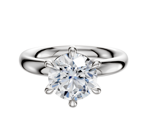 14K White Gold 6 Prong Basket Classic Dome 3.0mm Engagement Ring