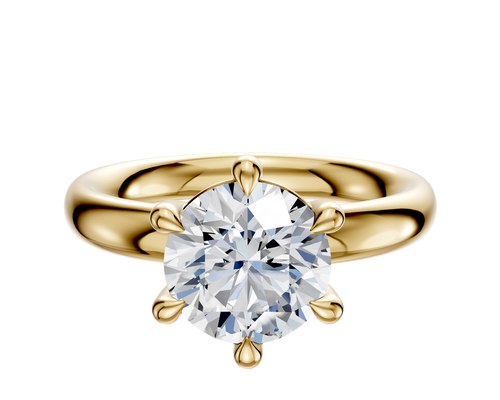 14K Yellow Gold 6 Prong Basket Classic Dome 3.0mm Engagement Ring