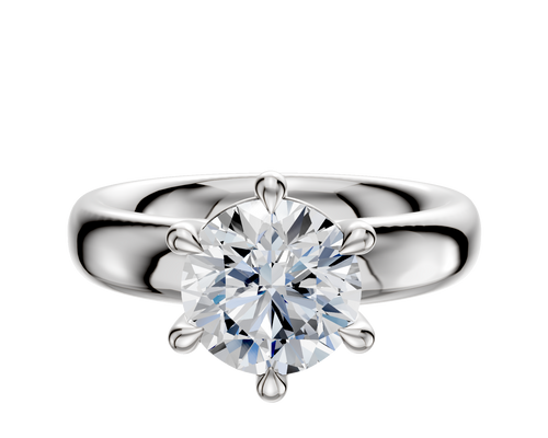 Platinum 6 Prong Basket Classic Dome 4.0mm Engagement Ring