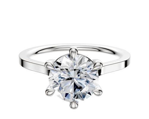 14K White Gold 6 Prong Basket Cathedral Flat 1.5mm Engagement Ring