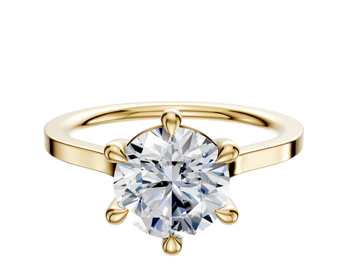 14K Yellow Gold 6 Prong Basket Cathedral Flat 1.5mm Engagement Ring
