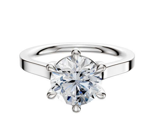 18K White Gold 6 Prong Basket Cathedral Flat 2.0mm Engagement Ring