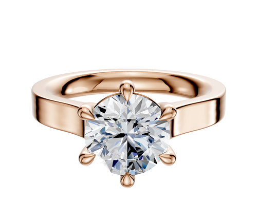 18K Rose Gold 6 Prong Basket Cathedral Flat 3.0mm Engagement Ring