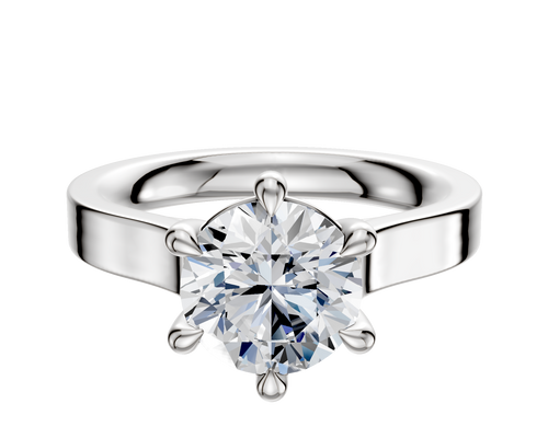 18K White Gold 6 Prong Basket Cathedral Flat 3.0mm Engagement Ring