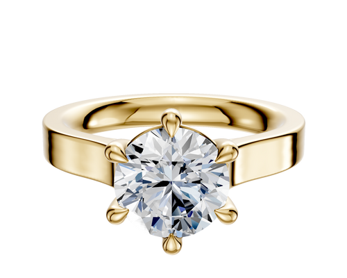 14K Yellow Gold 6 Prong Basket Cathedral Flat 3.0mm Engagement Ring