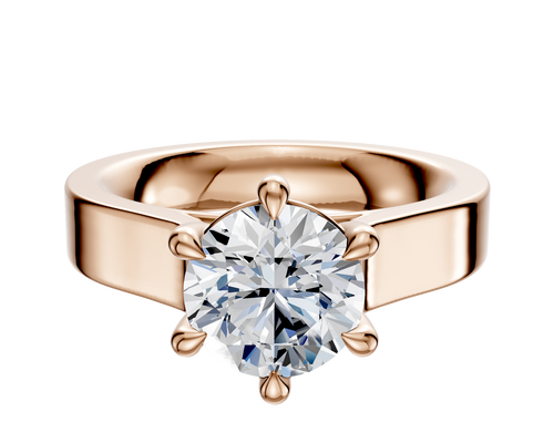 18K Rose Gold 6 Prong Basket Cathedral Flat 4.0mm Engagement Ring