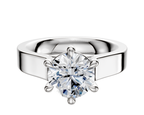 18K White Gold 6 Prong Basket Cathedral Flat 4.0mm Engagement Ring