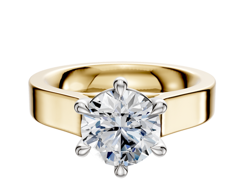 14K Two Tone 6 Prong Basket Cathedral Flat 4.0mm Engagement Ring
