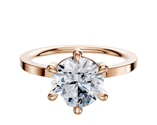 18K Rose Gold 6 Prong Basket Classic Flat 1.5mm Engagement Ring