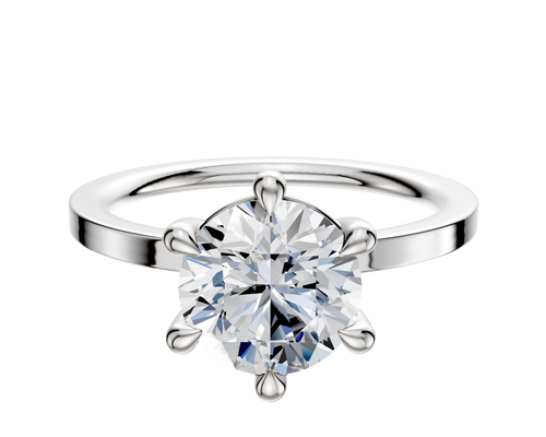 Platinum 6 Prong Basket Classic Flat 1.5mm Engagement Ring