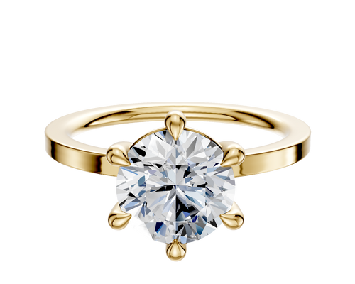 18K Yellow Gold 6 Prong Basket Classic Flat 1.5mm Engagement Ring