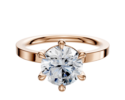 14K Rose Gold 6 Prong Basket Classic Flat 2.0mm Engagement Ring