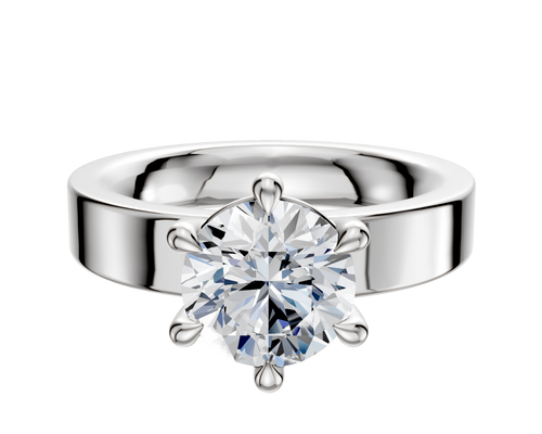 14K White Gold 6 Prong Basket Classic Flat 4.0mm Engagement Ring