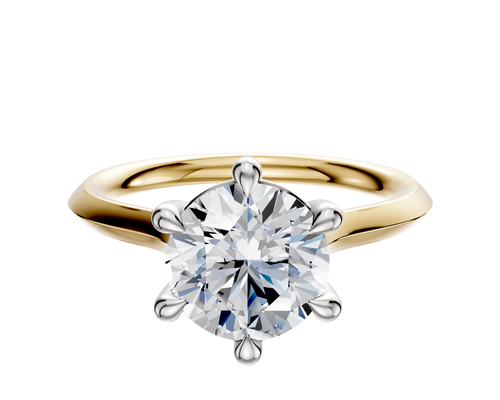 14K Two Tone 6 Prong Basket Cathedral Knife Edge 2.0mm Engagement Ring