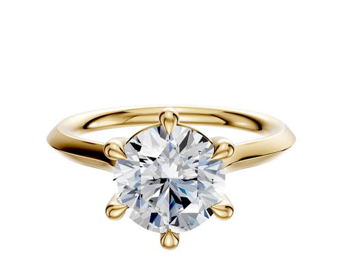 14K Yellow Gold 6 Prong Basket Cathedral Knife Edge 2.0mm Engagement Ring