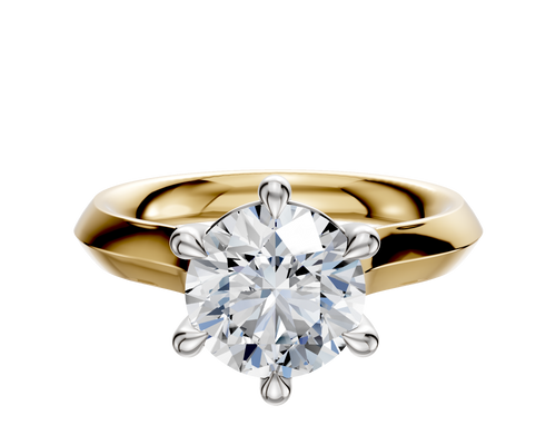 18K Two Tone 6 Prong Basket Cathedral Knife Edge 3.0mm Engagement Ring