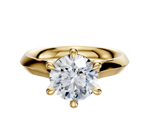 18K Yellow Gold 6 Prong Basket Cathedral Knife Edge 3.0mm Engagement Ring