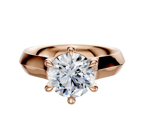 18K Rose Gold 6 Prong Basket Cathedral Knife Edge 4.0mm Engagement Ring
