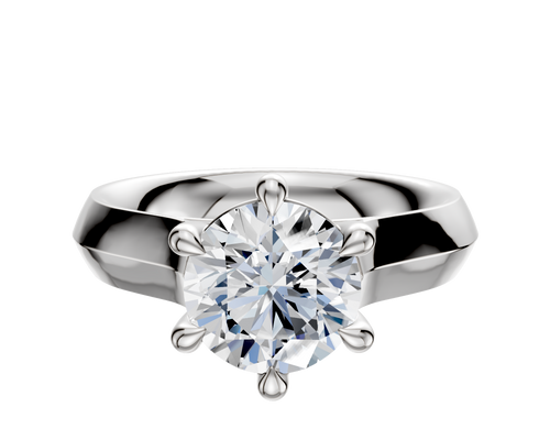 14K White Gold 6 Prong Basket Cathedral Knife Edge 4.0mm Engagement Ring