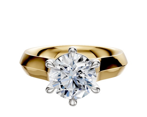 18K Two Tone 6 Prong Basket Cathedral Knife Edge 4.0mm Engagement Ring